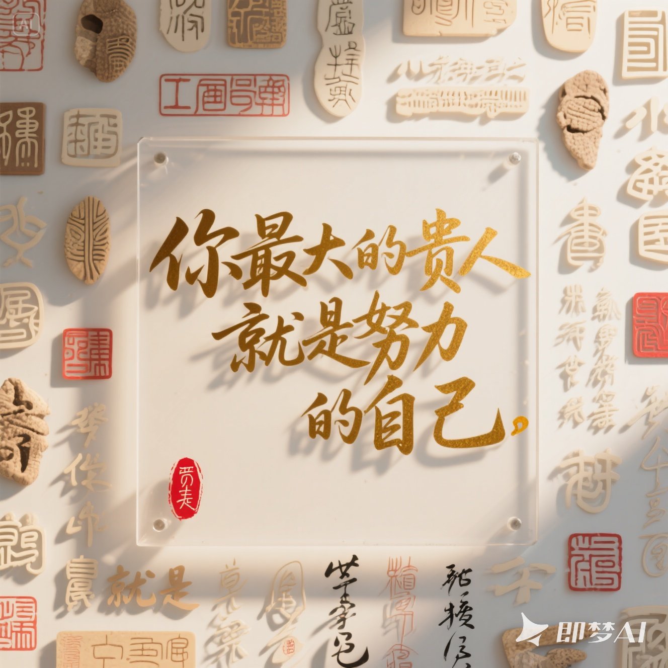 jimeng-2025-07-02-8200-亚克力镂空毛笔隶书字体_你最大的贵人，就是努力的自己_，凸.jpeg